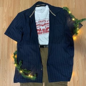 Short sleeve blue men’s button up